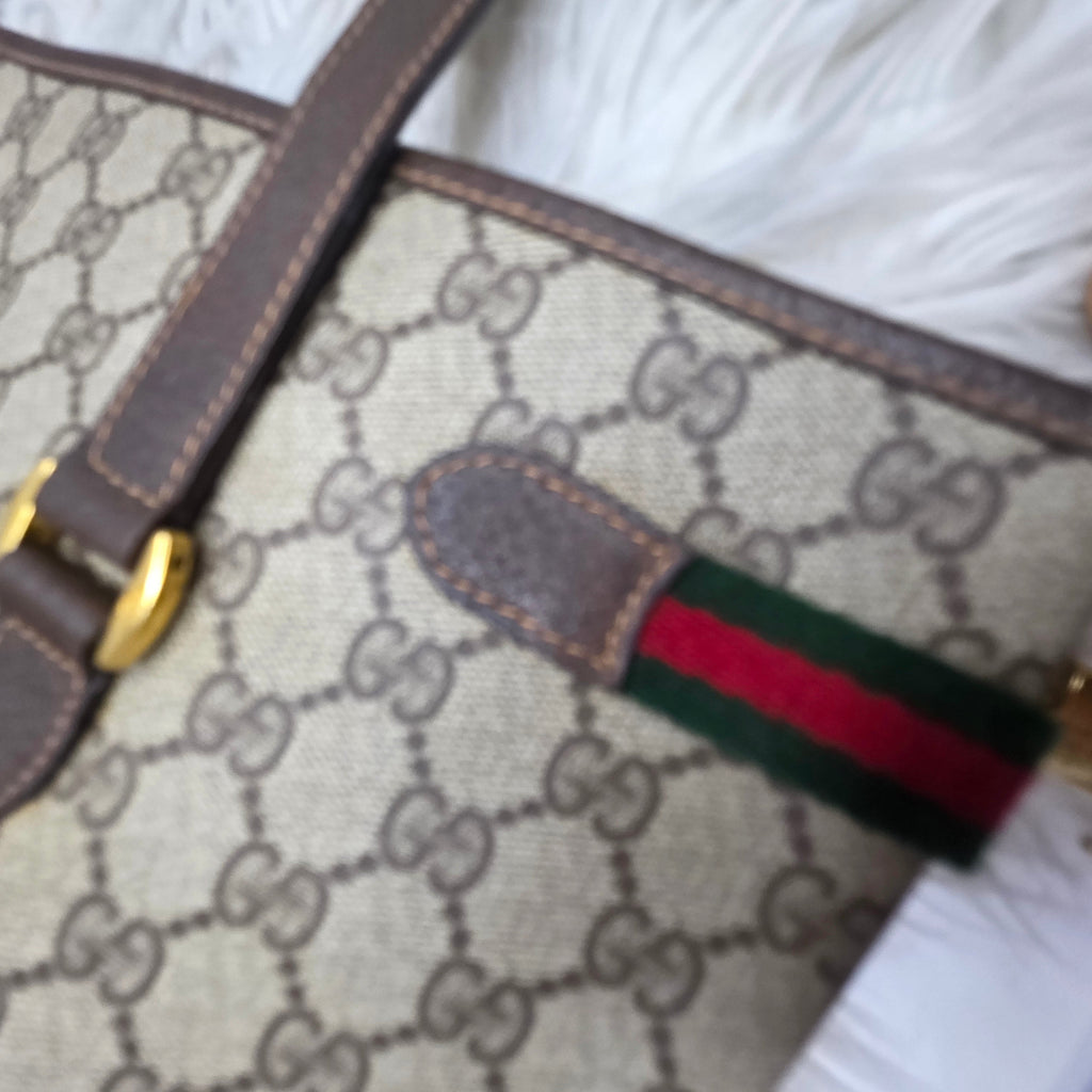 Gucci Vintage Sherry Line Supreme Web Tote Bag