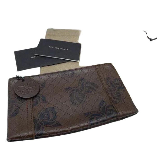 Bottega Veneta Brown Intrecciato Leather Pouch with Zip Closure - VeeLuxeCollectives